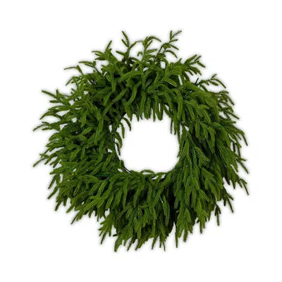 Nearly Natural Pre-lit Artificial Real Touch Norfolk Island Pine 20 Wreath With Warm White Led Lights And Natural L In Green