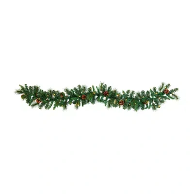 Nearly Natural Pre-lit Indoor Garland In Green