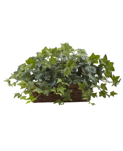 Nearly Natural Puff Ivy W/ Ledge Basket In Green