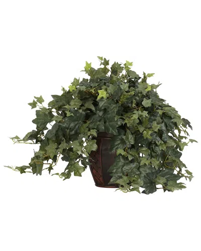 Nearly Natural Puff Ivy With Decorative Vase Silk Plant In Green