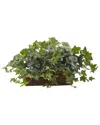 Nearly Natural Puff Ivy W/ Ledge Basket In Green