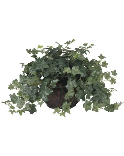 Nearly Natural Puff Ivy W/ Vase Silk Plant In Green