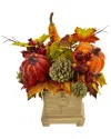 Nearly Natural Pumpkin Gourd Berry And Maple Leaf Artificial Ar In Multicolor