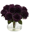 Nearly Natural Rose Arrangement With Vase In Purple