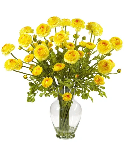 Nearly Natural Ranunculus Liquid Illusion Silk Flower Arrangement In Yellow