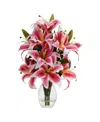 NEARLY NATURAL RUBRUM LILY W/ DECORATIVE VASE