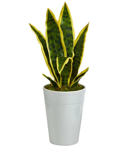 Nearly Natural Sansevieria Artificial Plant In White Planter In Gray