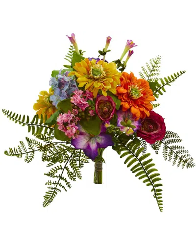 Nearly Natural Set Of 2 13in Mixed Flowers Artificial Bush In Multi
