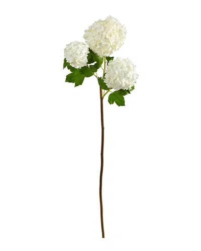 Nearly Natural Set Of 2 33in Snowball Hydrangea Artificial Flower In White