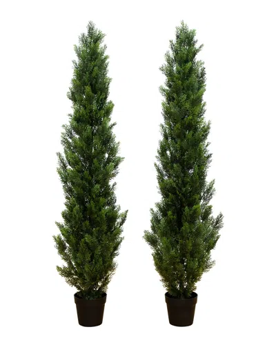 NEARLY NATURAL NEARLY NATURAL SET OF 2 INDOOR/OUTDOOR UV-RESISTANT 6FT ARTIFICIAL TOPIARY CEDAR TREES