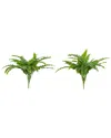 Nearly Natural Set Of 2 Indoor/outdoor Uv-resistant Artificial Boston Ferns In Green