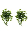 NEARLY NATURAL NEARLY NATURAL SET OF 2 INDOOR/OUTDOOR UV-RESISTANT ARTIFICIAL PHILODENDRON HANGING PLANTS
