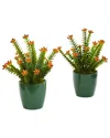 Nearly Natural Sedum Succulent Artificial Plant In Green Planter, Set Of 2 In Green