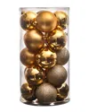 Nearly Natural Set Of 20 Shatterproof Christmas Tree Ornaments In Gold