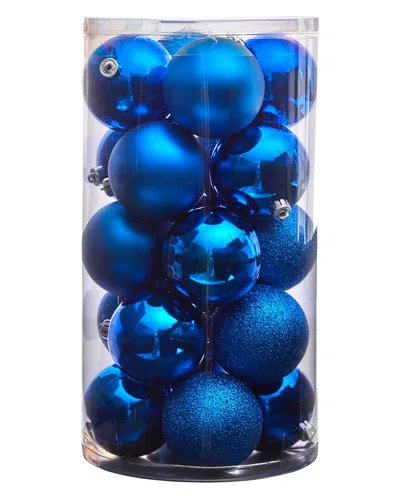 Nearly Natural Set Of 20 Shatterproof Ornaments In Blue
