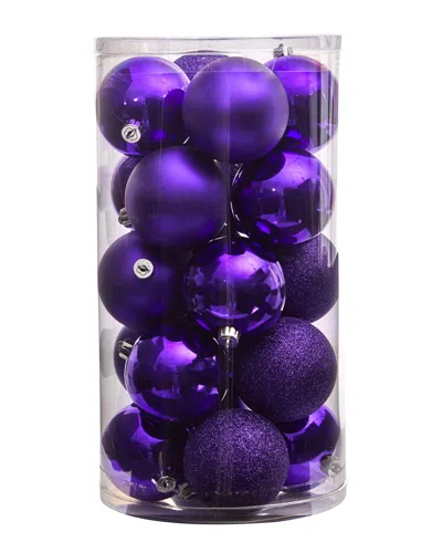 Nearly Natural Set Of 20 Shatterproof Ornaments In Purple