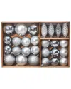 Nearly Natural Set Of 23 Lux Shatterproof Ornaments In Silver