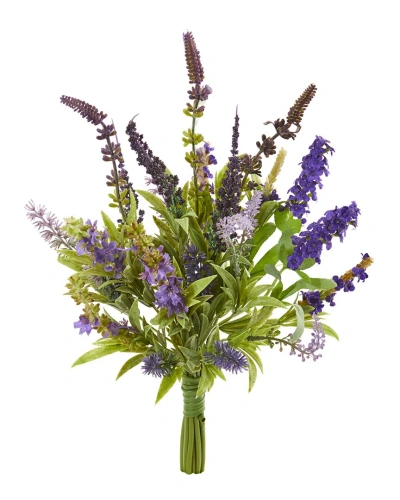 Nearly Natural Set Of 3 15in Lavender Artificial Flower Bouquet In Purple