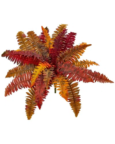 Nearly Natural Set Of 3 20in. Autumn Boston Fern Artificial Plant In Red