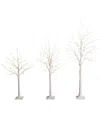 Nearly Natural Set Of 3 4ft. 5ft. 6ft. Pre-lit Artificial White Birch Trees  Set In White