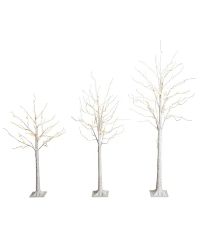 NEARLY NATURAL NEARLY NATURAL SET OF 3 4FT. 5FT. 6FT. PRE-LIT ARTIFICIAL WHITE BIRCH TREES  SET