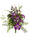 Nearly Natural Set Of 3 9in Morning Glory Artificial Flower Bundle In Purple