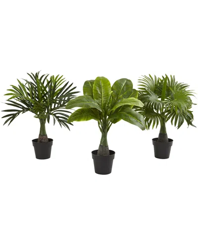 Nearly Natural 3-pc. Areca, Fountain & Banana Palm Artificial Plant Set In Green