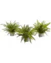Nearly Natural 14'' Assorted Ferns With Planter Artificial Plant, Set Of 3