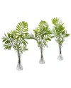 Nearly Natural Set Of 3 Mini Palm Artificial Plants In Vase In Green