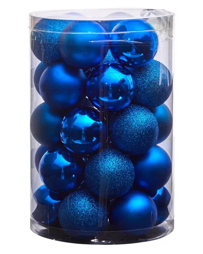Nearly Natural Set Of 30 Shatterproof Ornaments In Blue