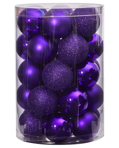 Nearly Natural Set Of 30 Shatterproof Ornaments In Purple