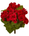 Nearly Natural Set Of 4 11in Begonia Bush Artificial Flower In Red
