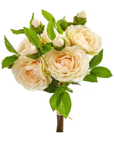 Nearly Natural Set Of 4 11in Camellia Artificial Flower Bouquet In Orange