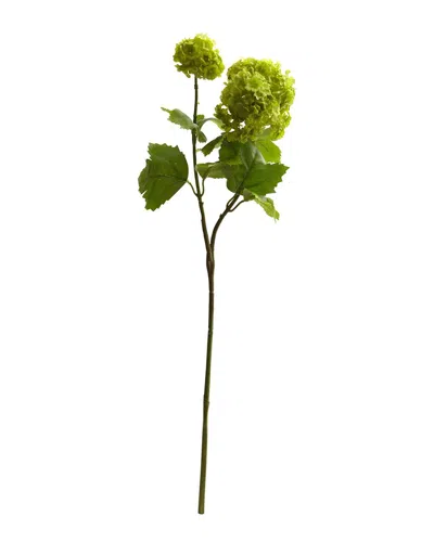 Nearly Natural Set Of 6 18in Snowball Hydrangea Artificial Flower In Green
