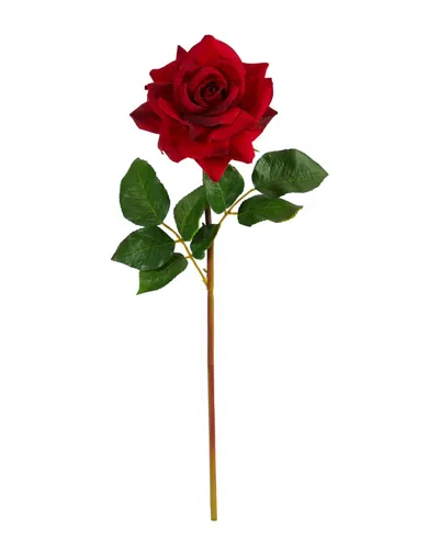 Nearly Natural Set Of 6 20in Rose Artificial Flower In Red