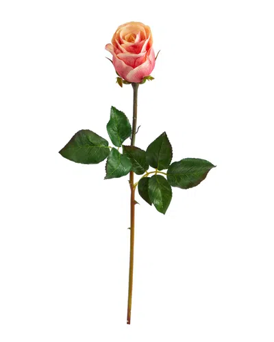 Nearly Natural Set Of 6 21in Rose Bud Artificial Flower In Pink