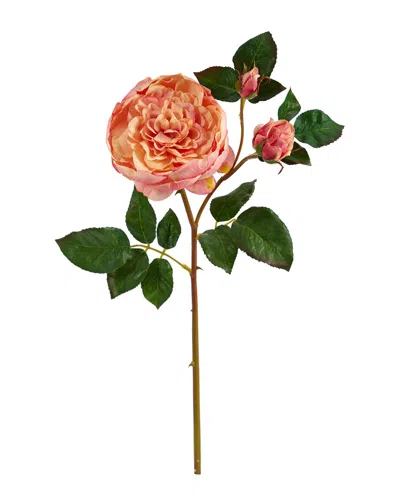 Nearly Natural Set Of 6 22in Rose Artificial Flower In Red