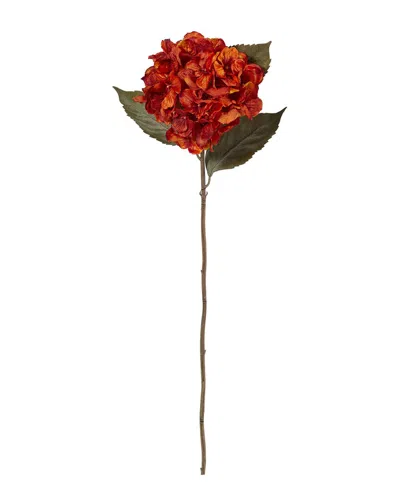 Nearly Natural Set Of 6 32in Hydrangea Artificial Flower In Red