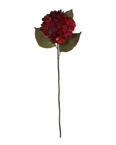 Nearly Natural Set Of 6 32in Hydrangea Artificial Flower In Red