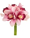 Nearly Natural Set Of 6 9in Cymbidium Orchid Artificial Flower Bundle In Pink