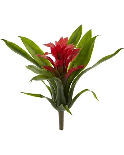 Nearly Natural Set Of 6 Bromeliad Artificial Flower Stem In Red
