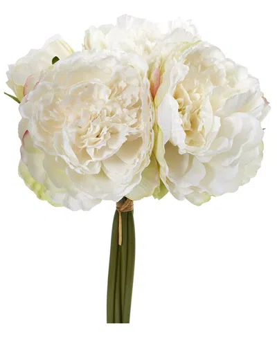 Nearly Natural Peony Bouquet Artificial Flower (set Of 6) In White