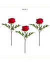 Nearly Natural Set Of Three 20in Artificial Peony Flower Stems In Red