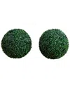 Nearly Natural Set Of Two 12in Uv-resistant Artificial Boxwood Ball  (indoor/outdoor) In Green