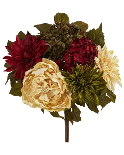 NEARLY NATURAL NEARLY NATURAL SET OF TWO 16IN PEONY, HYDRANGEA & DAHLIA ARTIFICIAL FLOWER  BOUQUETS