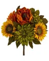 Nearly Natural Set Of 2 Peony Sunflower Artificial Flowers In Multi