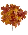 Nearly Natural Set Of Two 18in Autumn Maple Leaf Artificial Flowers In Orange