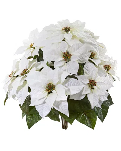 Nearly Natural Set Of Two 24in Poinsettia Artificial Plants In White