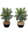 Nearly Natural Set Of Two 3ft Artificial Areca Palm Trees With Handmade Basket Diy Kit In Green