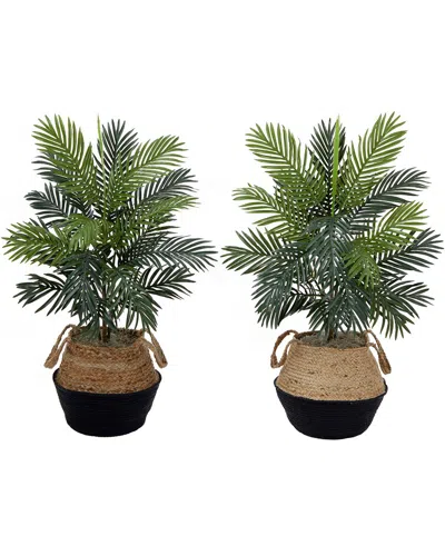 NEARLY NATURAL NEARLY NATURAL SET OF TWO 3FT ARTIFICIAL ARECA PALM TREES WITH HANDMADE BASKET DIY KIT